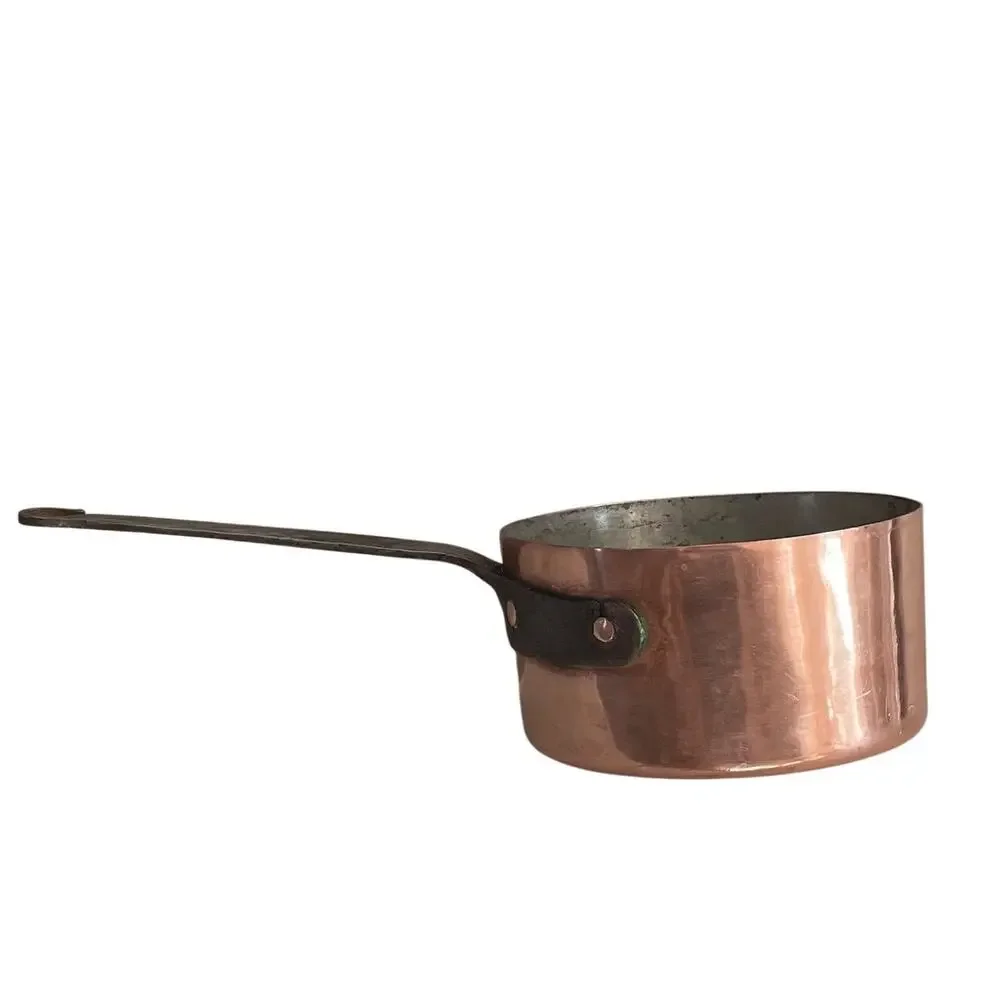 Vintage French Copper Saucepan with Cast Iron Handle